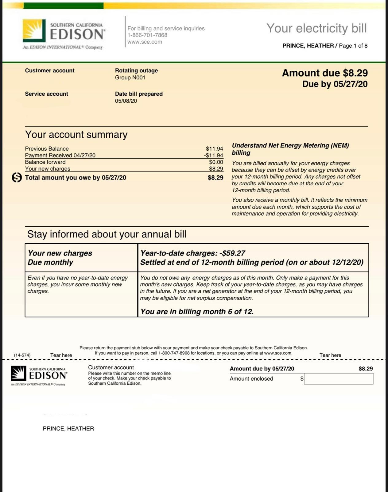After utility bill, personal details redacted