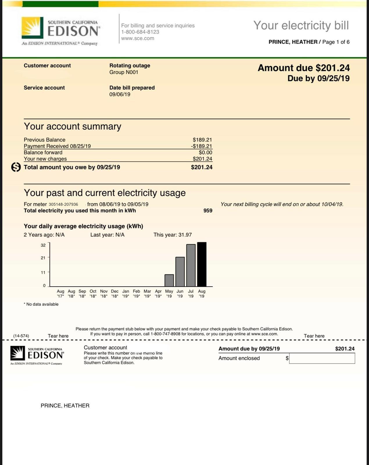 Before utility bill, personal details redacted